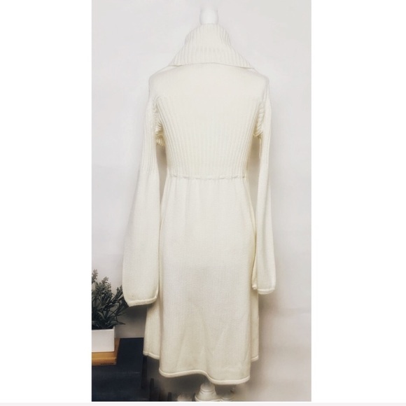 Calvin Klein Boho White Knit Midi Dress Cowl M - Picture 6 of 13
